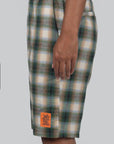 Peace Circle Belted Short - Green Plaid - LOADED