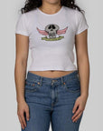 Skull Wings Rib T-Shirt - White - LOADED