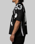 Line Camo Jacquard Relaxed Fit Football Jersey - Black