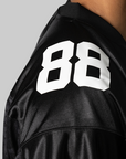 Solid Camo Multi Logo Relaxed Fit Football Jersey T-Shirt - Black