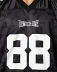 Solid Camo Multi Logo Relaxed Fit Football Jersey T-Shirt - Black
