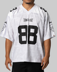 Solid Camo Multi Logo Relaxed Fit Football Jersey T-Shirt - White