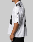 Solid Camo Multi Logo Relaxed Fit Football Jersey T-Shirt - White