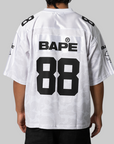 Solid Camo Multi Logo Relaxed Fit Football Jersey T-Shirt - White