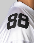 Solid Camo Multi Logo Relaxed Fit Football Jersey T-Shirt - White