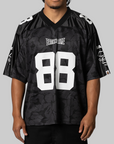 Solid Camo Multi Logo Relaxed Fit Football Jersey T-Shirt - Black