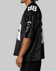 Solid Camo Multi Logo Relaxed Fit Football Jersey T-Shirt - Black