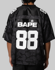 Solid Camo Multi Logo Relaxed Fit Football Jersey T-Shirt - Black