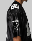 Solid Camo Multi Logo Relaxed Fit Football Jersey T-Shirt - Black