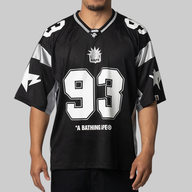 Solid Camo Jacquard Mesh Football Jersey - Black