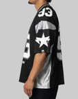 Solid Camo Jacquard Mesh Football Jersey - Black