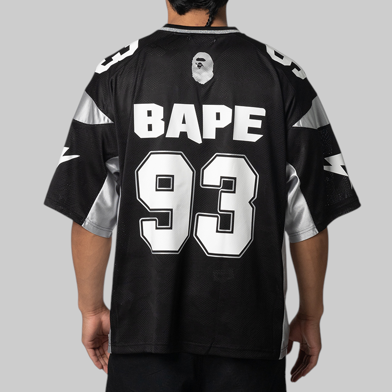 Solid Camo Jacquard Mesh Football Jersey - Black