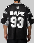 Solid Camo Jacquard Mesh Football Jersey - Black