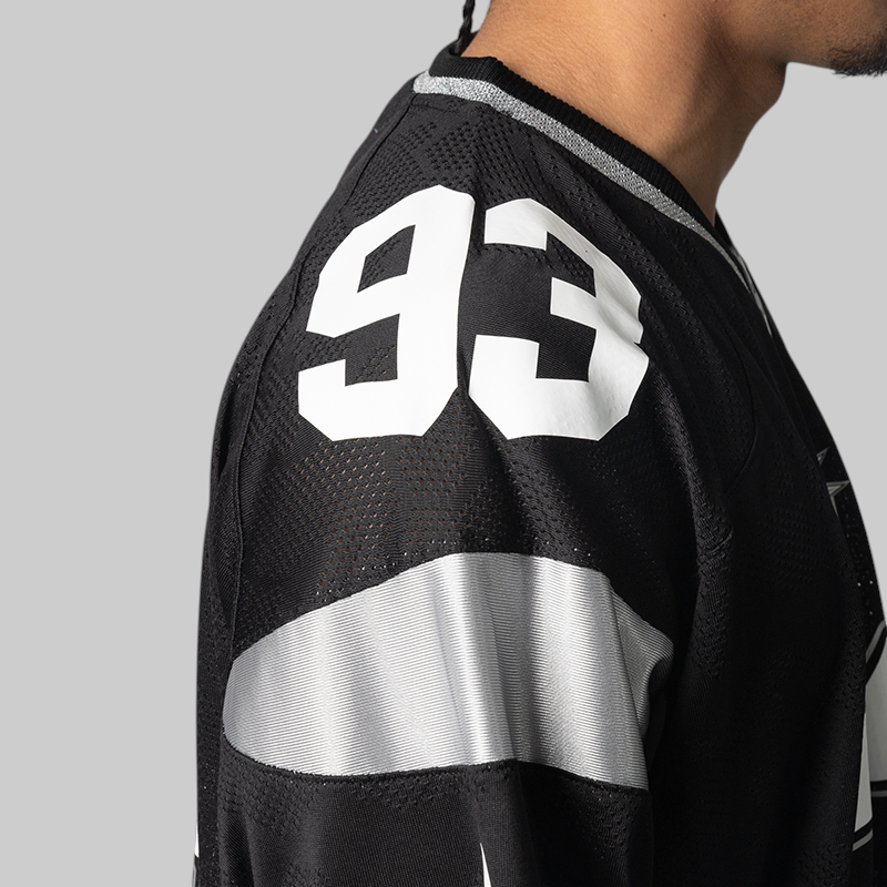 Solid Camo Jacquard Mesh Football Jersey - Black