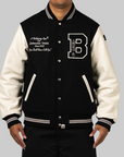 Embroidery Varsity Jacket - Black