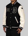 Embroidery Varsity Jacket - Black