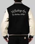 Embroidery Varsity Jacket - Black