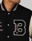 Embroidery Varsity Jacket - Black