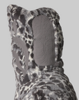 Wild Leopard Pattern Faux Fur Shark Full Zip Jacket - Grey