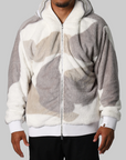 Colour Camo Shark Full Zip Sherpa Jacket - White