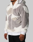 Colour Camo Shark Full Zip Sherpa Jacket - White