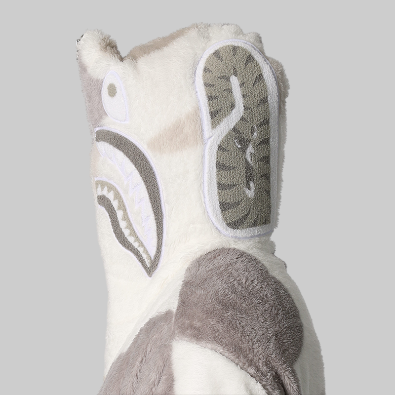 Colour Camo Shark Full Zip Sherpa Jacket - White