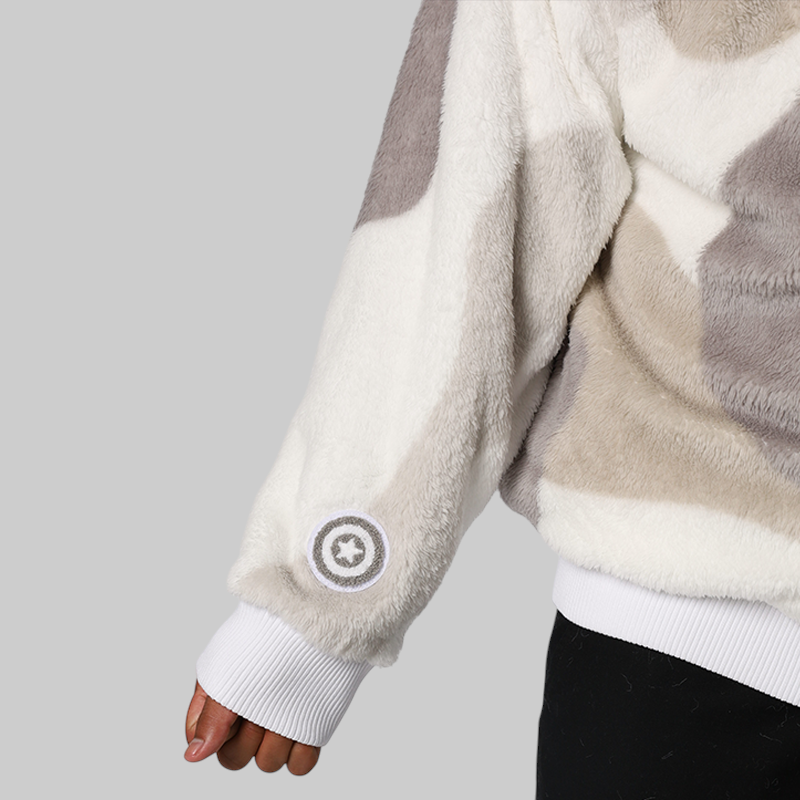 Colour Camo Shark Full Zip Sherpa Jacket - White