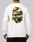 1st Camo Big Ape Head Long Sleeve - White/Yellow