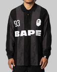STA Stripe Pattern Jacquard Multi Relaxed Fit Logo Long Sleeve - Black