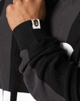 STA Stripe Pattern Jacquard Multi Relaxed Fit Logo Long Sleeve - Black