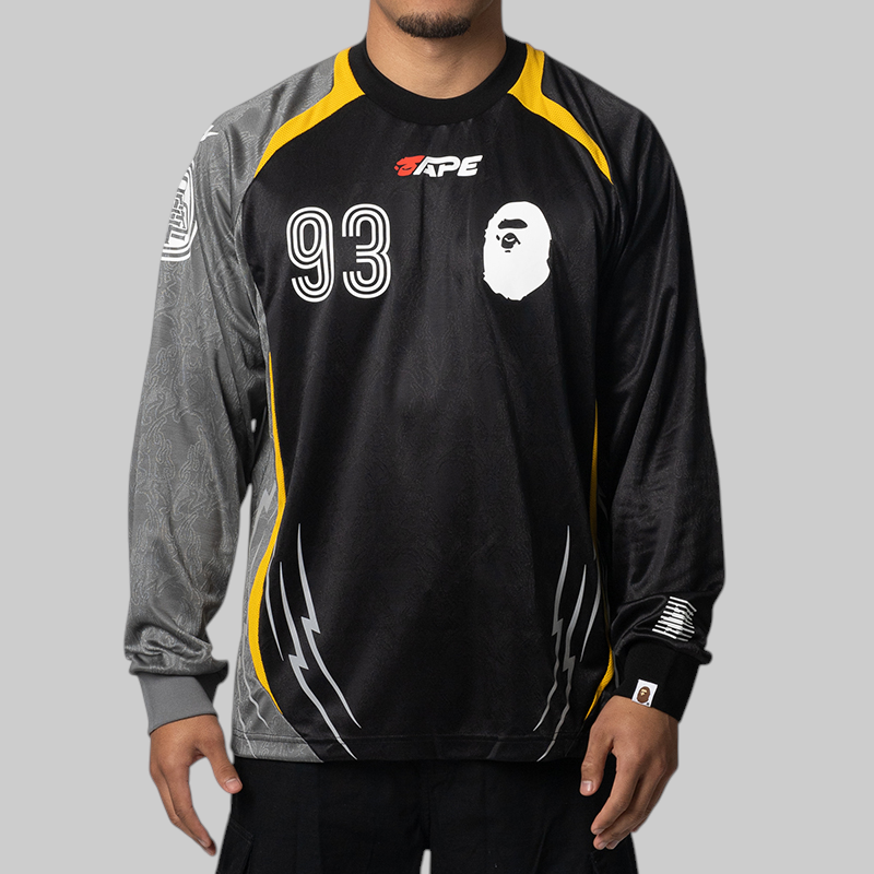 Multi Logo Relaxed Fit Football Long Sleeve Jersey - Black