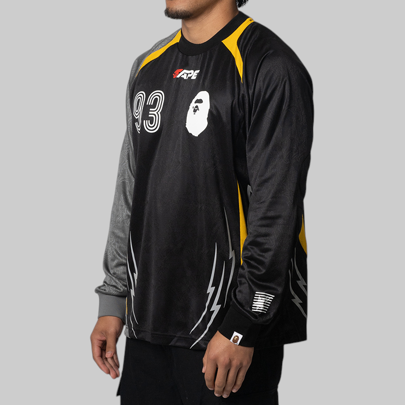Multi Logo Relaxed Fit Football Long Sleeve Jersey - Black