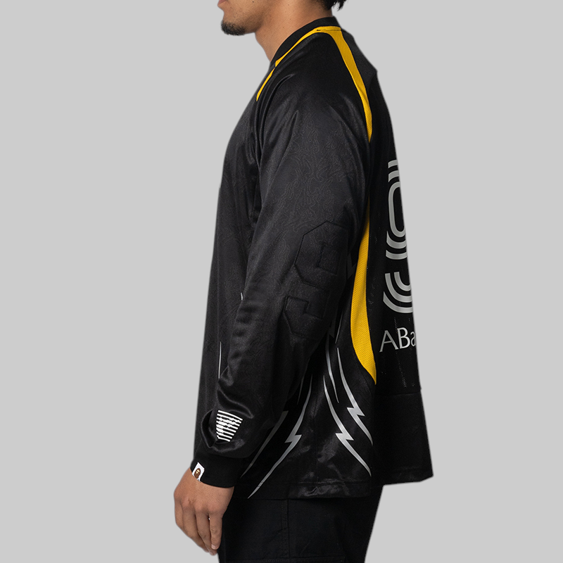 Multi Logo Relaxed Fit Football Long Sleeve Jersey - Black