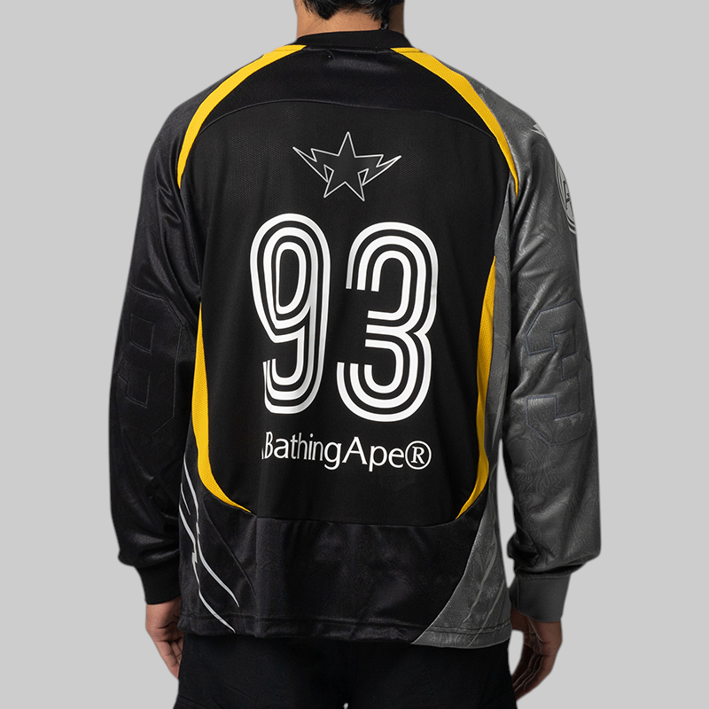 Multi Logo Relaxed Fit Football Long Sleeve Jersey - Black