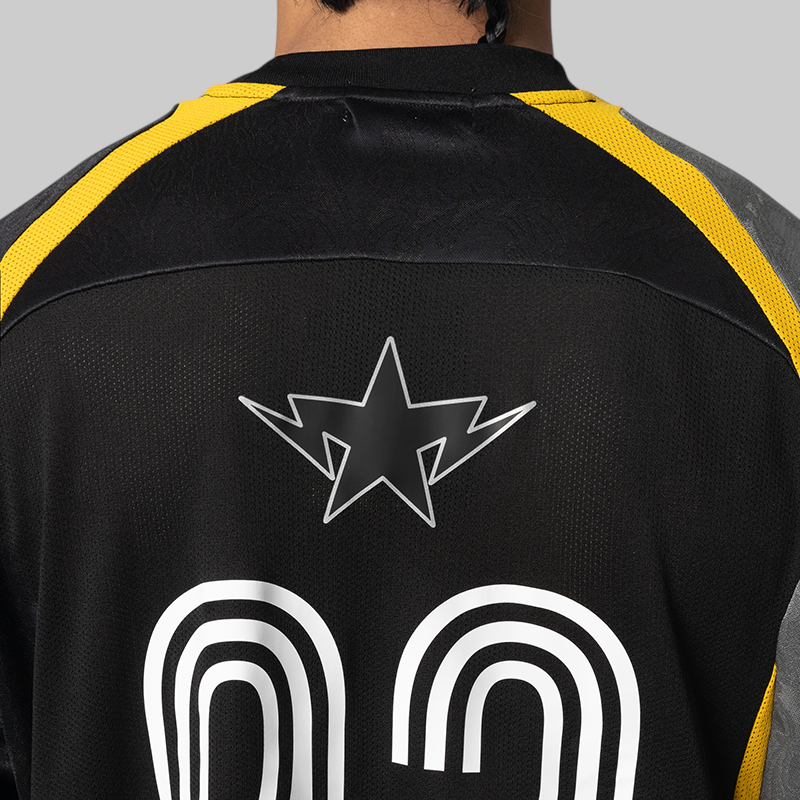 Multi Logo Relaxed Fit Football Long Sleeve Jersey - Black