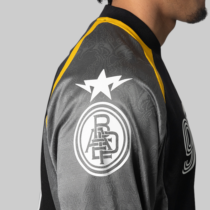 Multi Logo Relaxed Fit Football Long Sleeve Jersey - Black