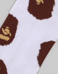 Ape Head Pattern Socks - White