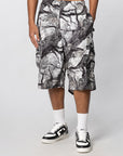 Tree Edge Camo Cargo Short - White