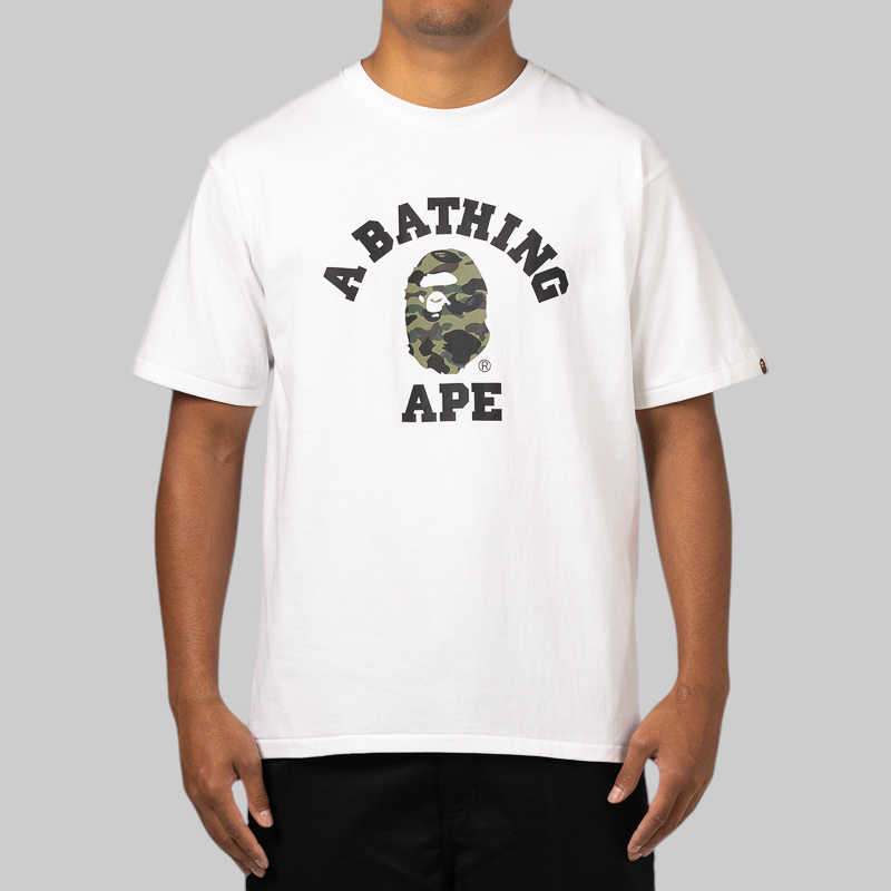 1st Camo College T-Shirt White/Green