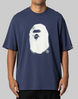 Spray Print Ape Head Relaxed Fit T-Shirt - Navy
