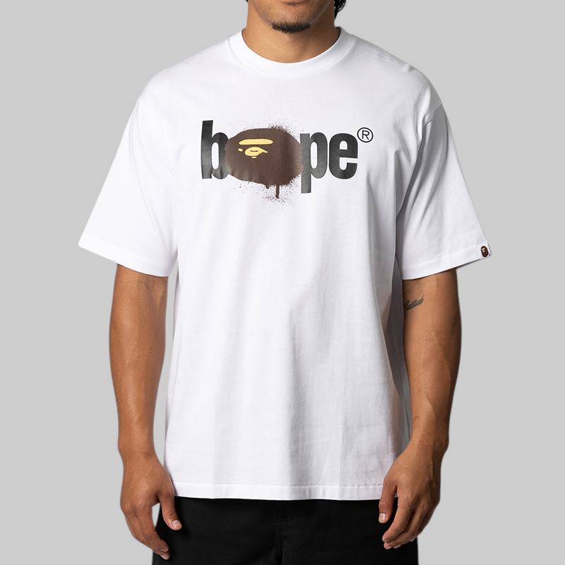 Graffiti Bape Logo Relaxed Fit T-Shirt - White