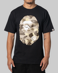 Colour Camo Big Ape Head T-Shirt - Black