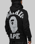 Over Print Full Zip Hoodie - Black