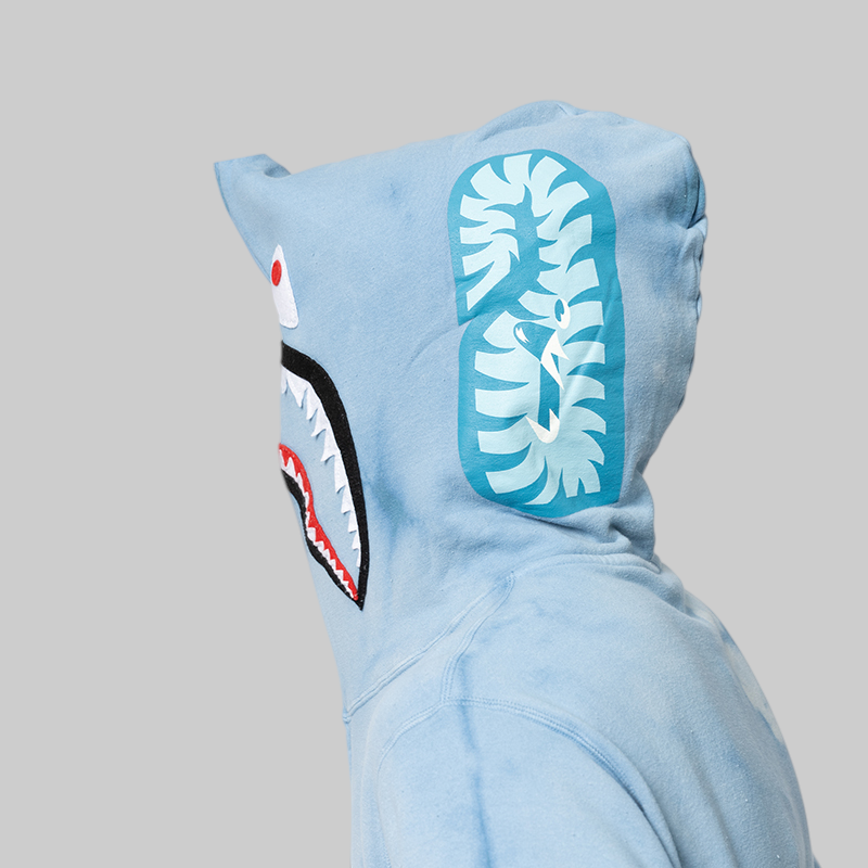 Hand Dye Shark Full Zip Hoodie - Blue