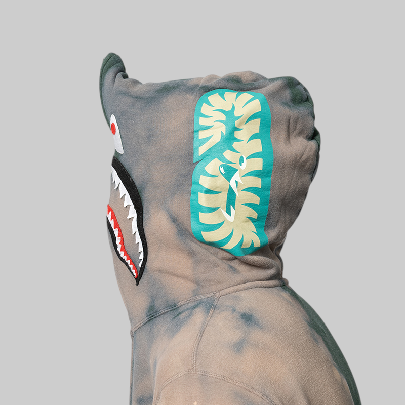 Hand Dye Shark Full Zip Hoodie - Green