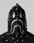 ABC Dot Shark Full Zip Hoodie - Black