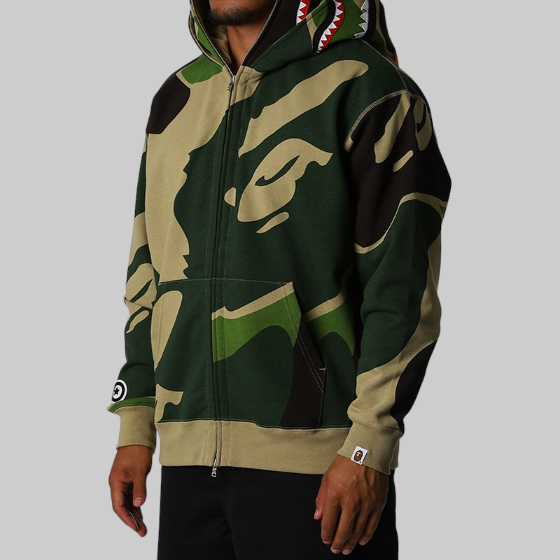 Mega ABC Camo Double Shark Relaxed Fit Hoodie - Green