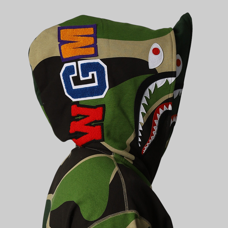 Mega ABC Camo Double Shark Relaxed Fit Hoodie - Green