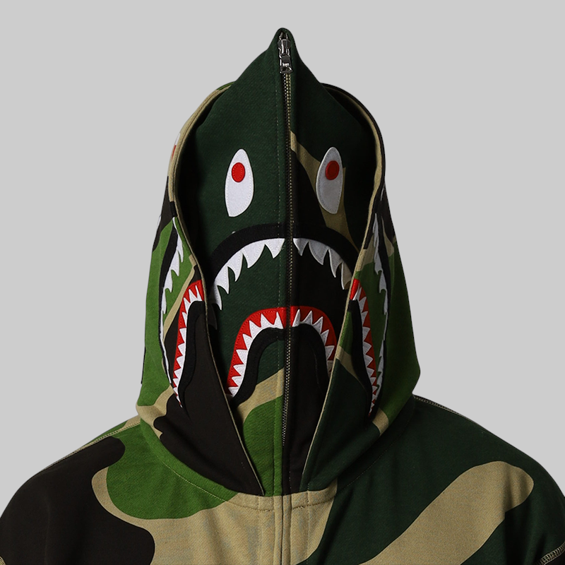 Mega ABC Camo Double Shark Relaxed Fit Hoodie - Green