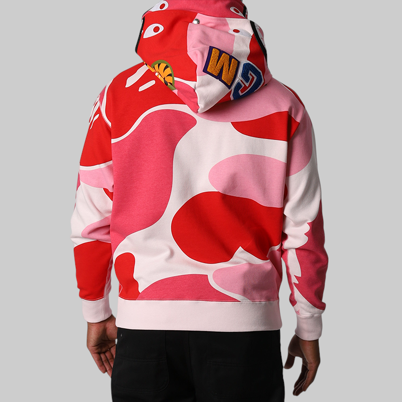 Mega ABC Camo Double Shark Relaxed Fit Hoodie - Pink